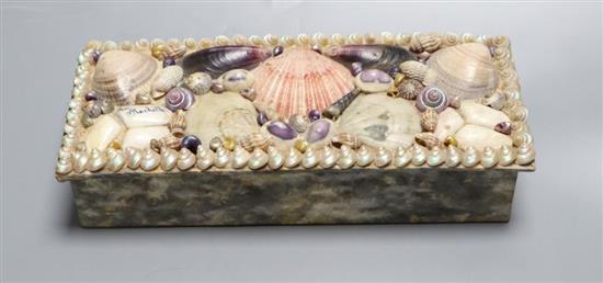 A French shell encrusted box, c.1920, width 23cm